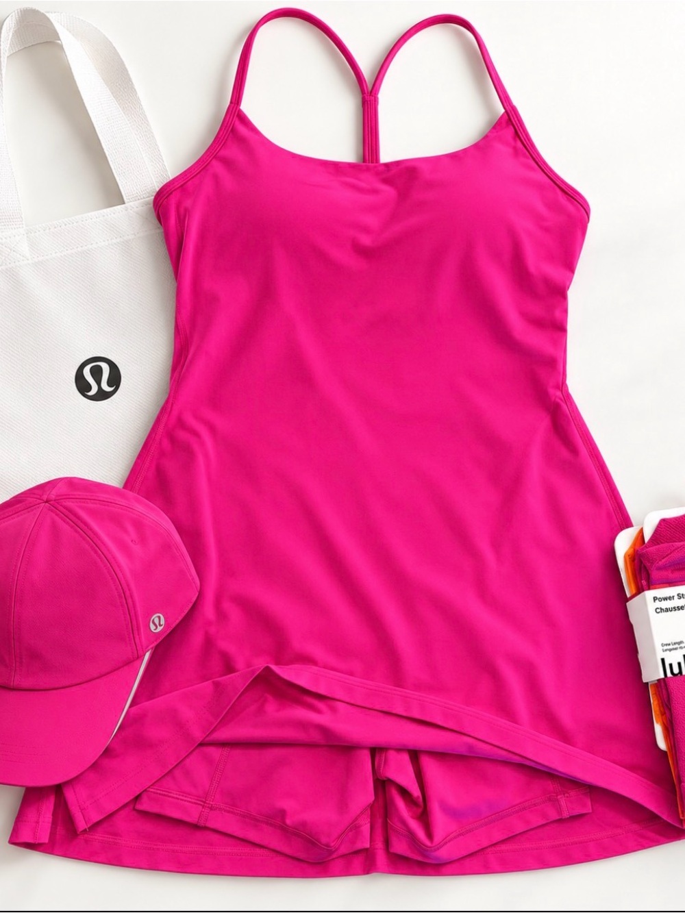 lululemon athletica Hot Pink Strappy Tennis Dress with Built-in Shorts